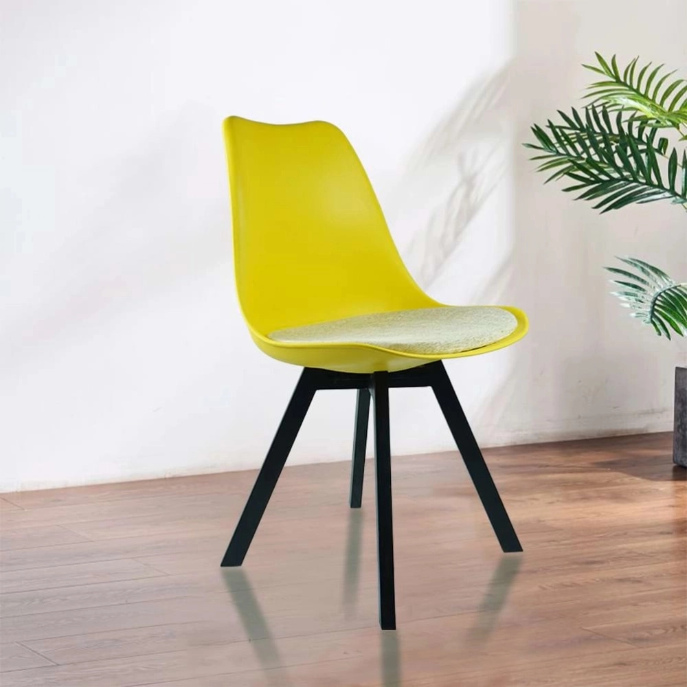Heavy Duty Tulip Chair Black Stand - Yellow